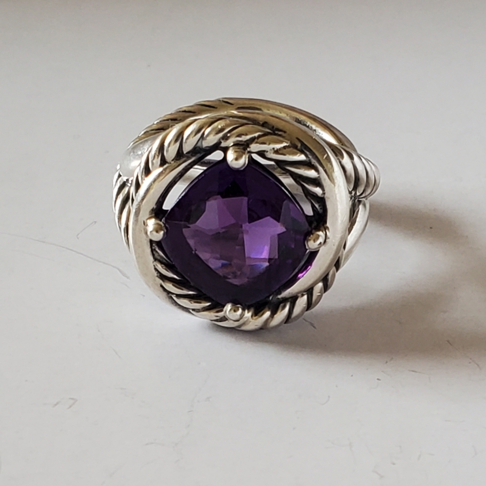 David Yurman Sterling Ring with Purple Amethyst Center